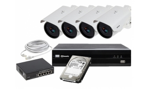 Zestaw 4 kamer do monitoringu LC-256-IP POE + akcesoria + dysk 1TB