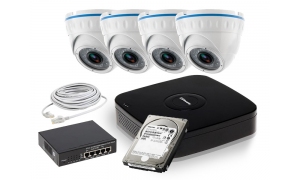 Zestaw 4 kamer do monitoringu LC-244-IP PoE + akcesoria + dysk 1TB