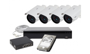 Zestaw 4 kamer do monitoringu LC-400 IP PoE + akcesoria + dysk 1TB