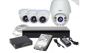 Zestaw 4 kamer do monitoringu 3xLC-444 IP + LC-HDX40 IP + akcesoria + 1TB