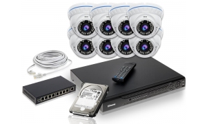 Zestaw 8 kamer do monitoringu LC-444 IP POE + akcesoria + dysk 1TB