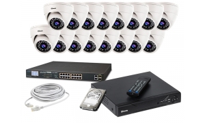 Zestaw do monitoringu 16 kamer LC-344 IP POE + akcesoria + dysk 1TB
