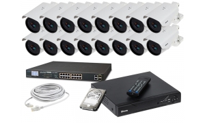 Zestaw do monitoringu 16 kamer LC-259 IP POE + akcesoria + dysk 1TB