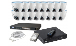 Zestaw do monitoringu 16 kamer LC-244 IP POE + akcesoria + dysk 1TB