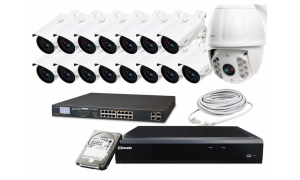 Zestaw do monitoringu 16 kamer 15xLC-366 IP POE + LC-HDX22 IP PREMIUM + akcesoria + 1TB